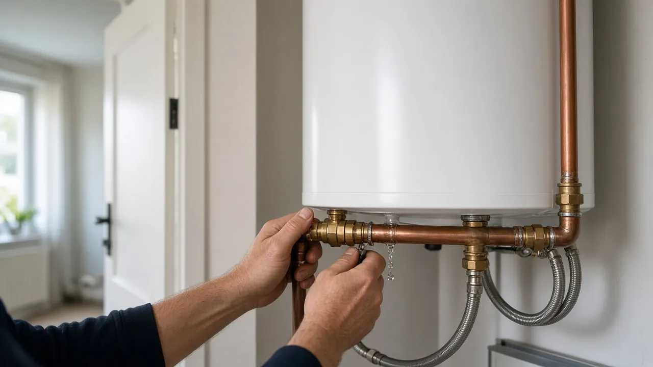 Fuite aux raccords du chauffe-eau : 5 causes possibles — illustration pour un logement à Saint-Cloud